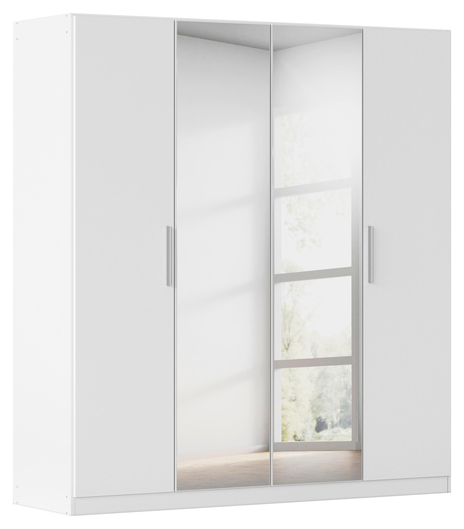 OMARA S KLASIČNIMI VRATI, bela  - bela/barve aluminija, Konvencionalno, umetna masa/steklo (181/197/54cm) - home24