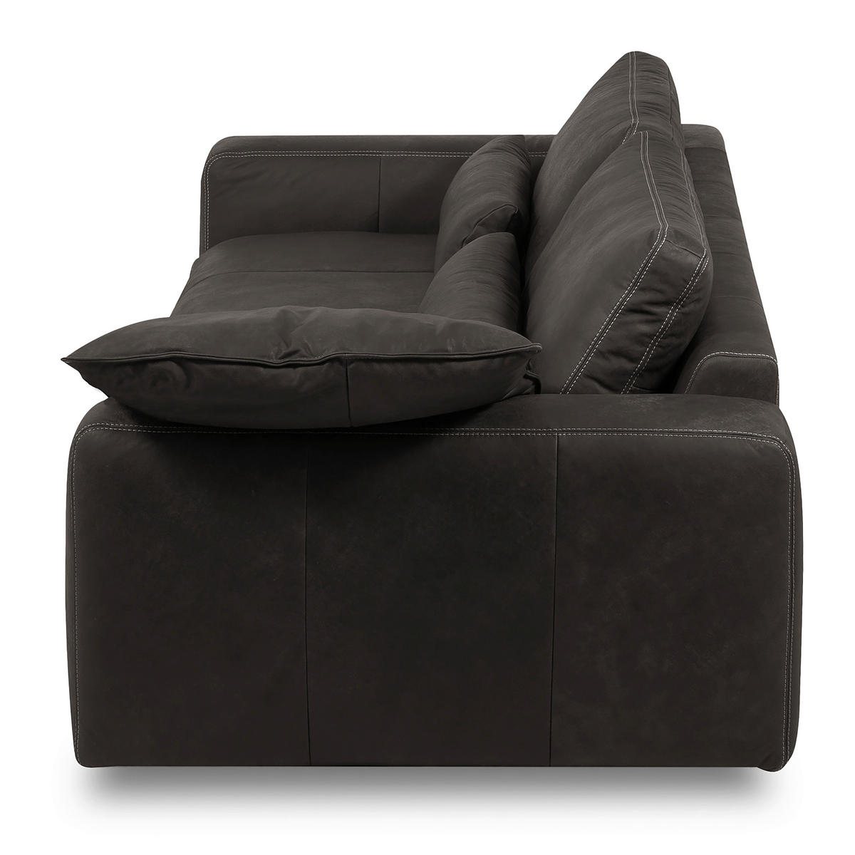 3-SITZER-SOFA  in Echtleder Dunkelgrau   - Dunkelgrau/Beige, Design, Leder/Kunststoff (300/85/123cm) - Livetastic