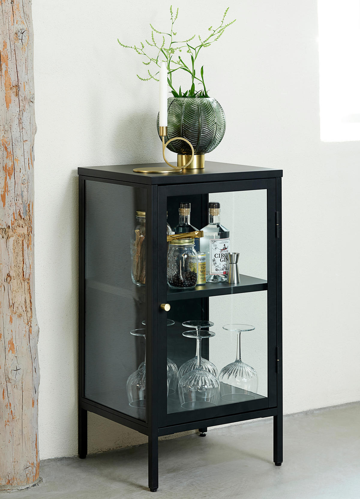SIDEBOARD CARMEL SIDEBOARD 1 SECTION RH 45/85/17 cm  - Goldfarben/Schwarz, MODERN, Glas/Metall (45/85/17cm) - Livetastic