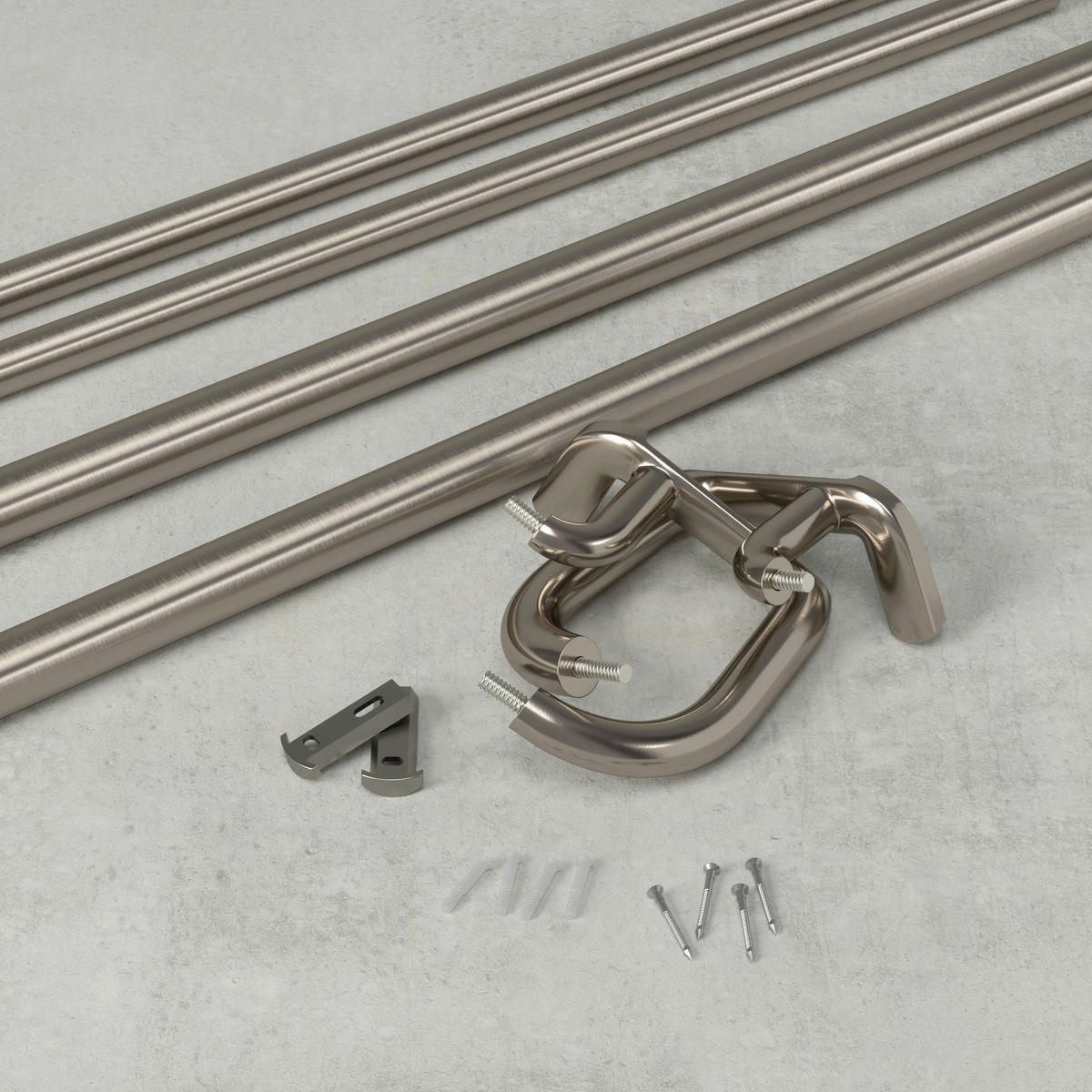 VORHANGSTANGE 386 cm  - Nickelfarben, KONVENTIONELL, Metall (386cm) - Umbra