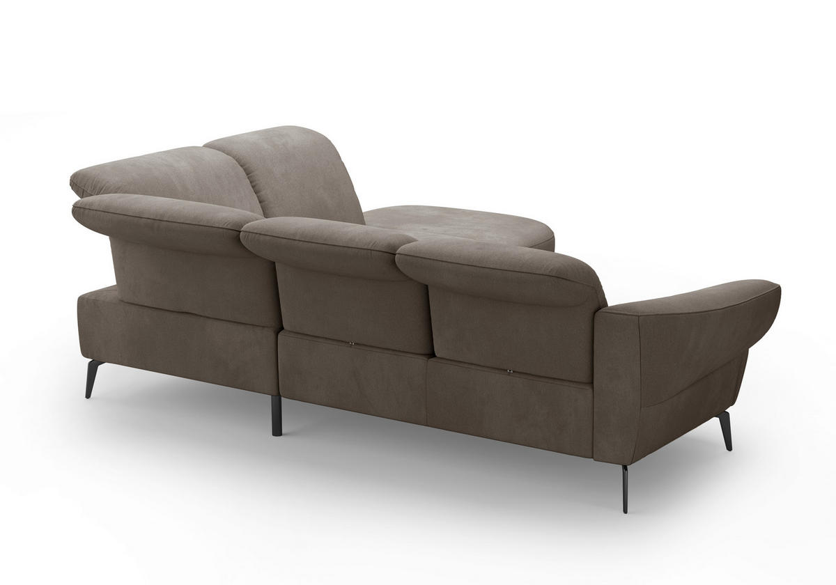 ECKSOFA DANCE E Schlammfarben Flachgewebe  - Schlammfarben/Schwarz, MODERN, Textil/Metall (302/270cm) - Sit & More