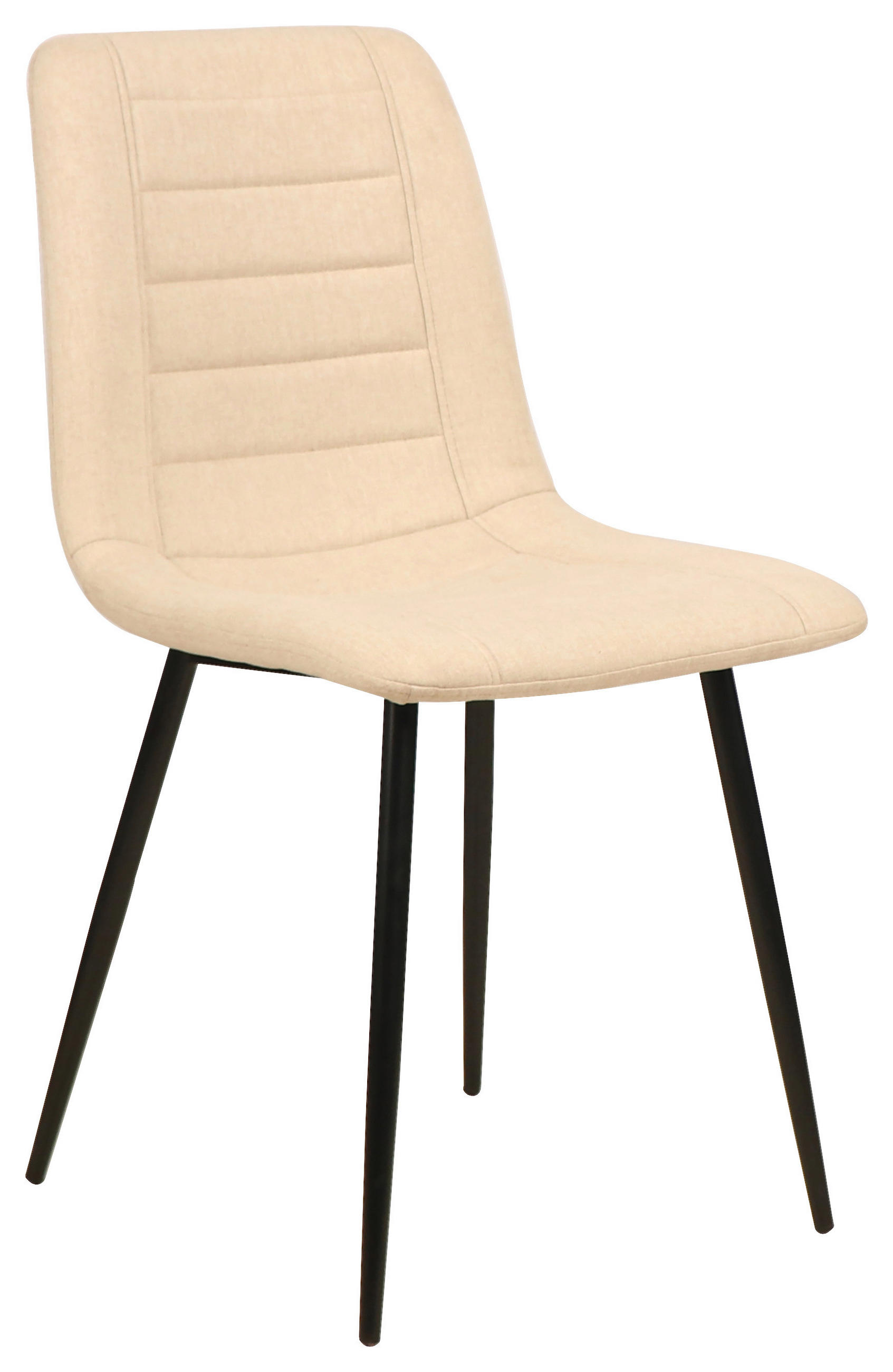 Scaun din lemn, metal, textil, negru, bej - bej/negru, Design, lemn/metal (45/86/55cm)