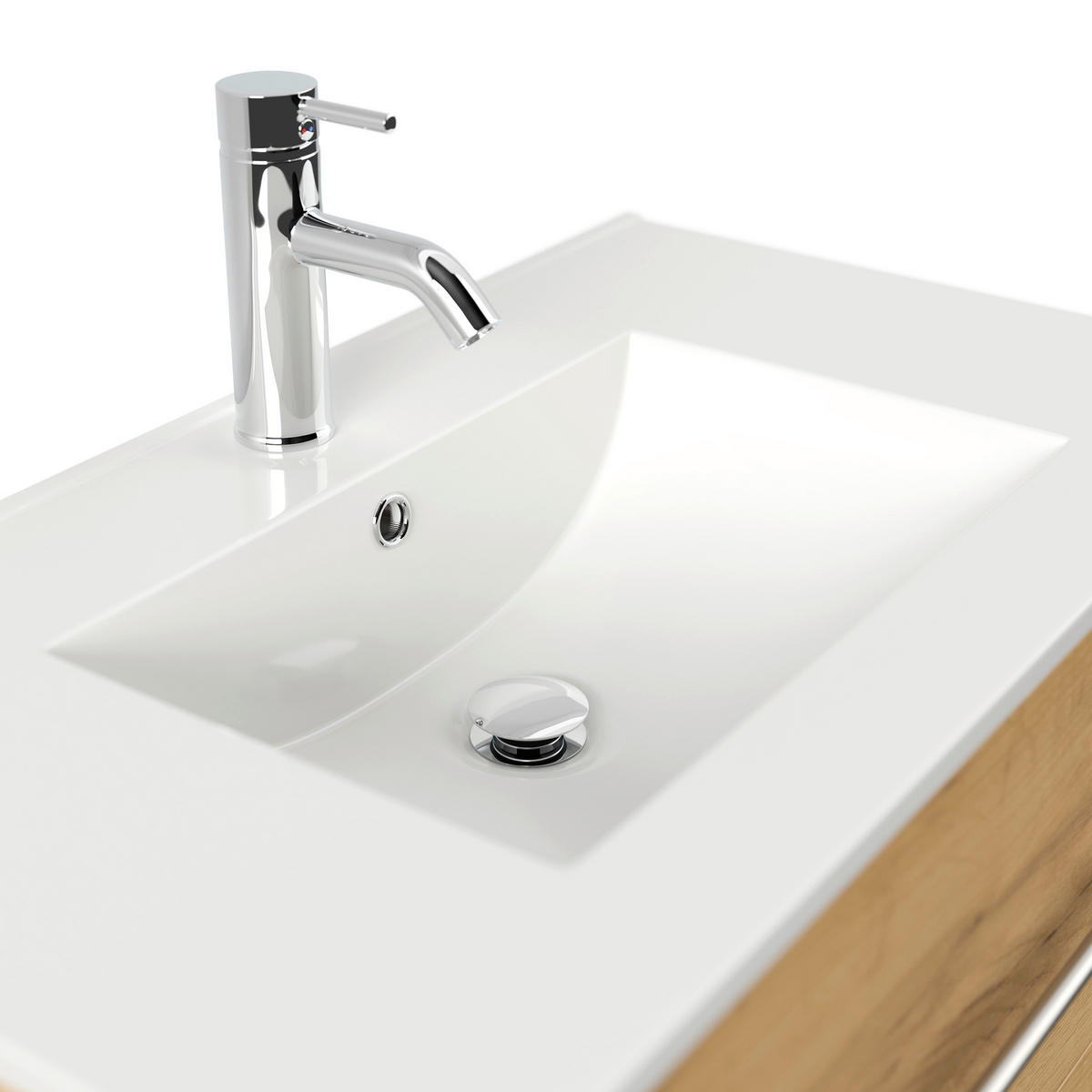 WASCHTISCHKOMBI 81 cm  - Eichefarben/Weiß, Basics, Keramik/Holzwerkstoff (81cm) - MID.YOU