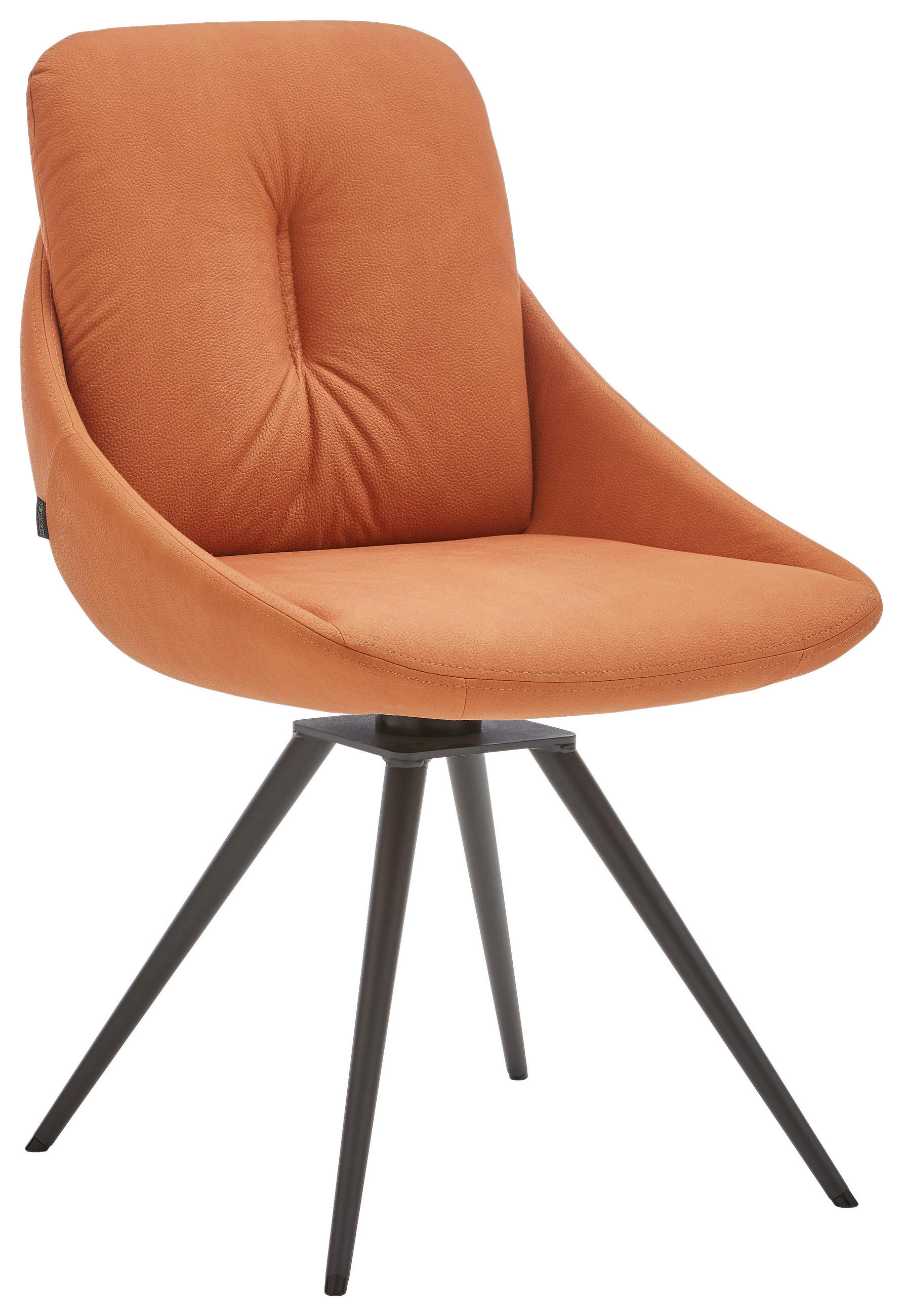 STUHL  Beinauswahl, Lederauswahl, Stoffauswahl, Sitzfläche 360° drehbar Mikrofaser  Anthrazit, Orange, Cognac  - Cognac/Anthrazit, Design, Textil/Metall (55/91/64cm) - Venjakob