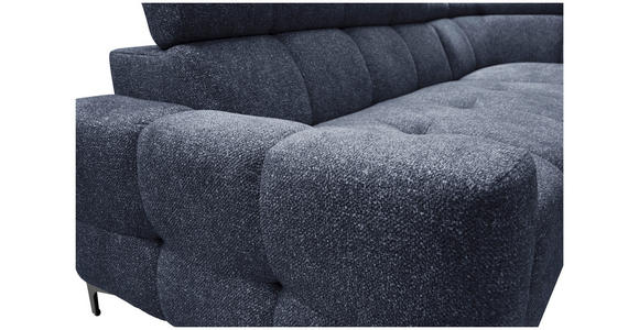 ECKSOFA in Struktur Dunkelblau  - Schwarz/Dunkelblau, MODERN, Textil/Metall (254/212cm) - Carryhome