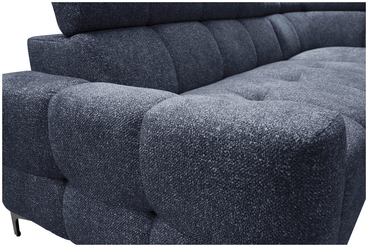 ECKSOFA Dunkelblau Struktur  - Schwarz/Dunkelblau, MODERN, Textil/Metall (254/212cm) - Carryhome