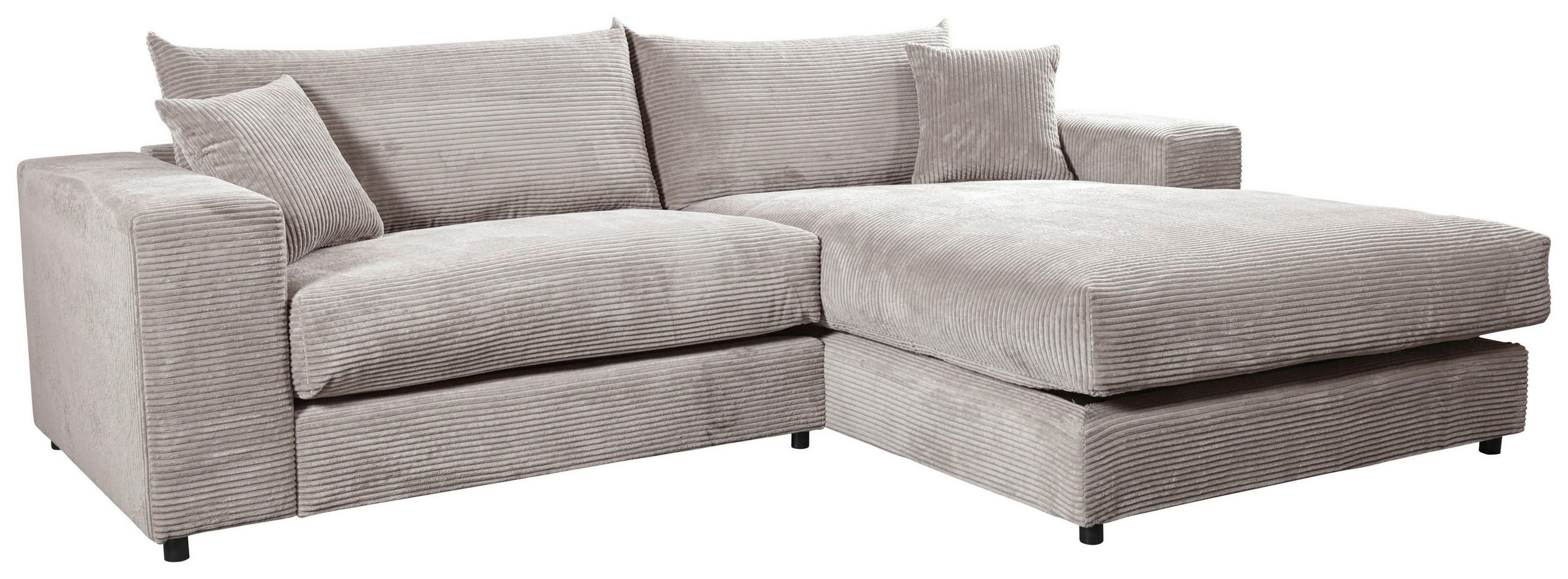 ECKSOFA FUNNY S Grau Cord, Velours  - Schwarz/Grau, Basics, Kunststoff/Textil (265/180cm) - Livetastic