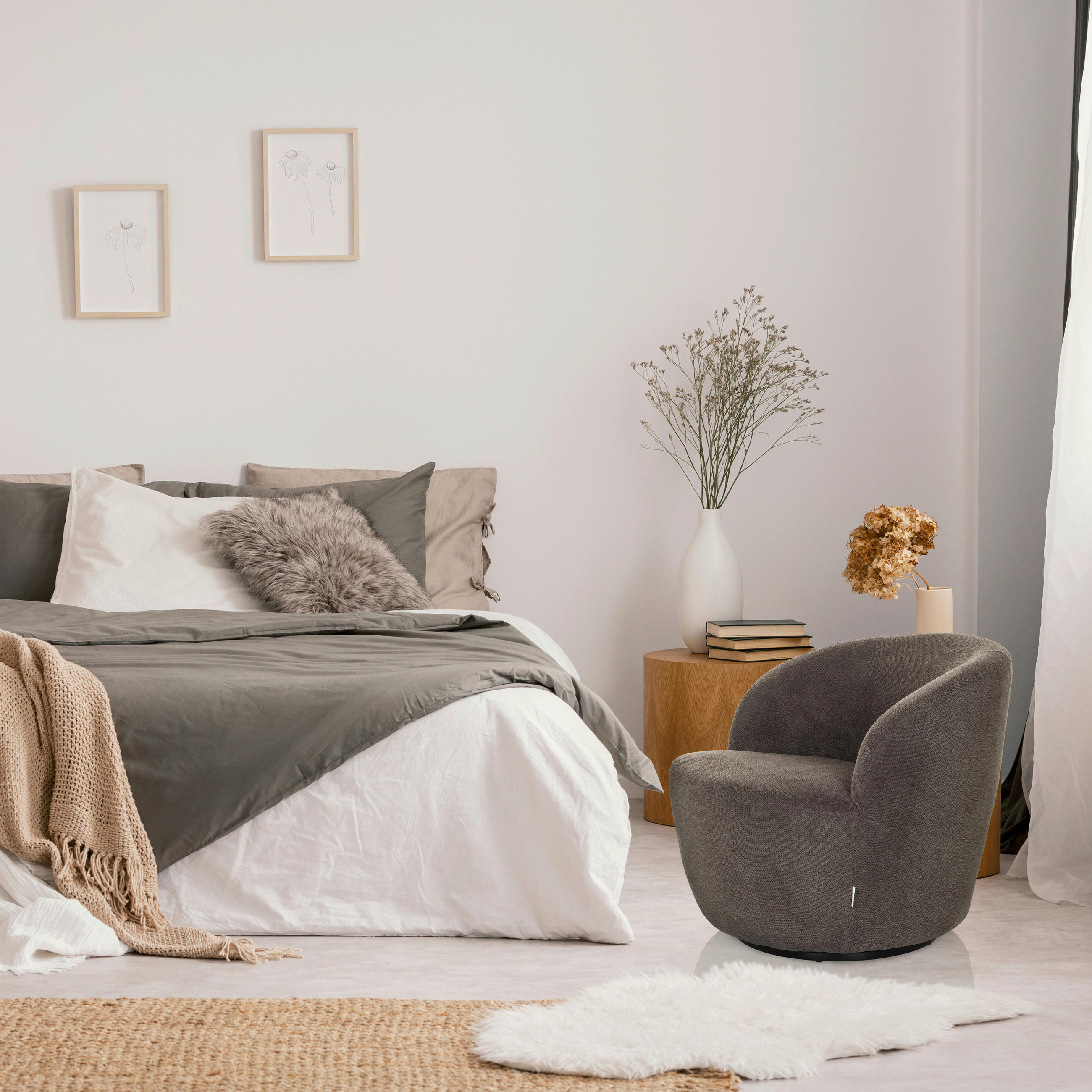 LOUNGESESSEL Grau    - Grau, MODERN, Textil (65/70/77cm) - MID.YOU