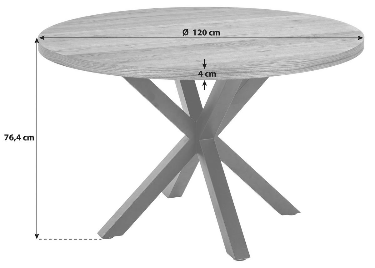 STOL ZA BLAGOVAONICU  divlji hrast  drvo      - crna/divlji hrast, Trend, drvo/metal (120/76,4cm) - MID.YOU