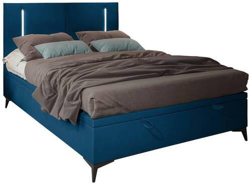 BOXBETT 140/200 cm  in Dunkelblau  - Schwarz/Dunkelblau, KONVENTIONELL, Textil/Metall (140/200cm) - Modante