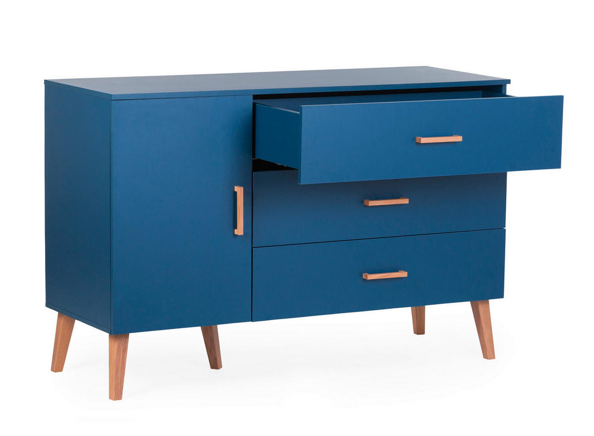 WICKELKOMMODE Bold Blue 2023 Naturfarben, Dunkelblau  - Dunkelblau/Naturfarben, Design, Holz/Holzwerkstoff (137/77/98cm) - Childhome