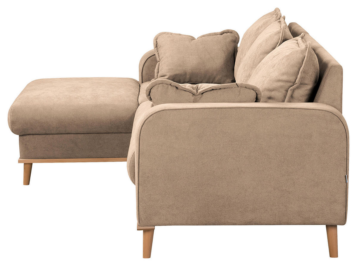 ECKSOFA in Mikrofaser Beige  - Wengefarben/Beige, Design, Holz/Textil (150/230cm) - Livetastic