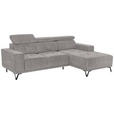 ECKSOFA in Chenille Grau  - Schwarz/Grau, KONVENTIONELL, Textil/Metall (264/178cm) - Hom`in