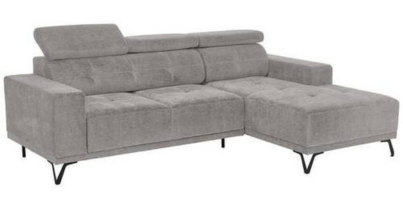 ECKSOFA in Chenille Grau  - Schwarz/Grau, KONVENTIONELL, Textil/Metall (264/178cm) - Hom`in