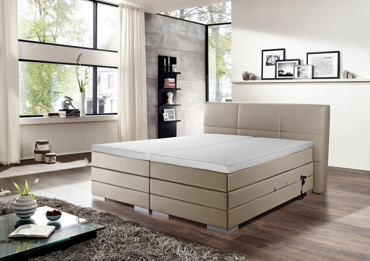 BOXSPRINGBETT 160/200 cm  in Schlammfarben  - Schlammfarben/Silberfarben, MODERN, Holzwerkstoff/Textil (160/200cm) - Livetastic