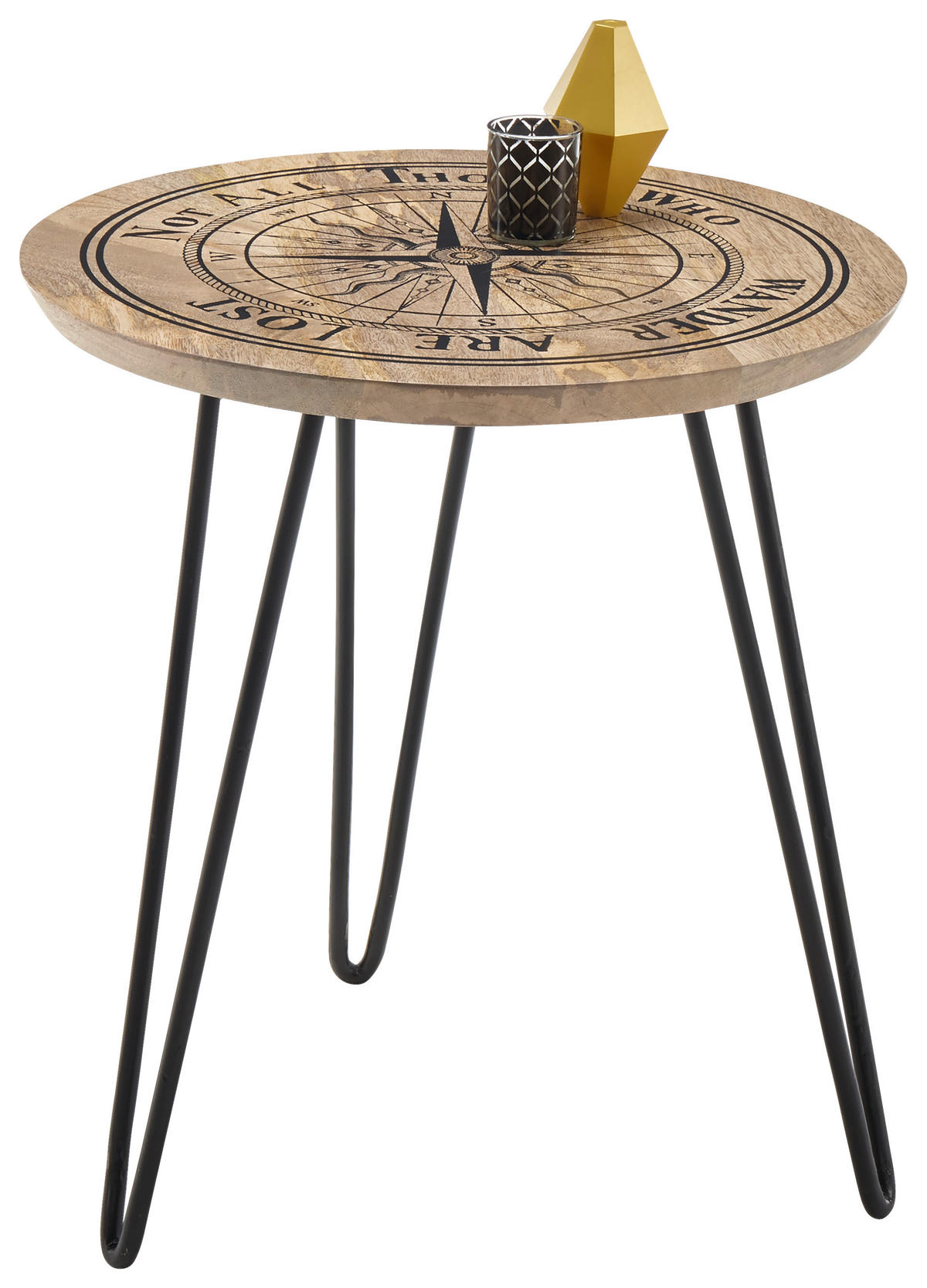 KONFERENČNÍ STOLEK, přírodní barvy, černá, dřevo, kov, 46/46/51 cm - černá/přírodní barvy, kov/dřevo (46/46/51cm) - Xora