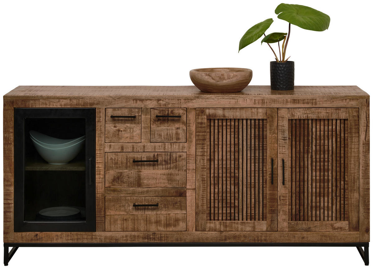 SIDEBOARD 175/80/40 cm  - ljusbrun/svart, Design, metall/trä (175/80/40cm) - Landscape