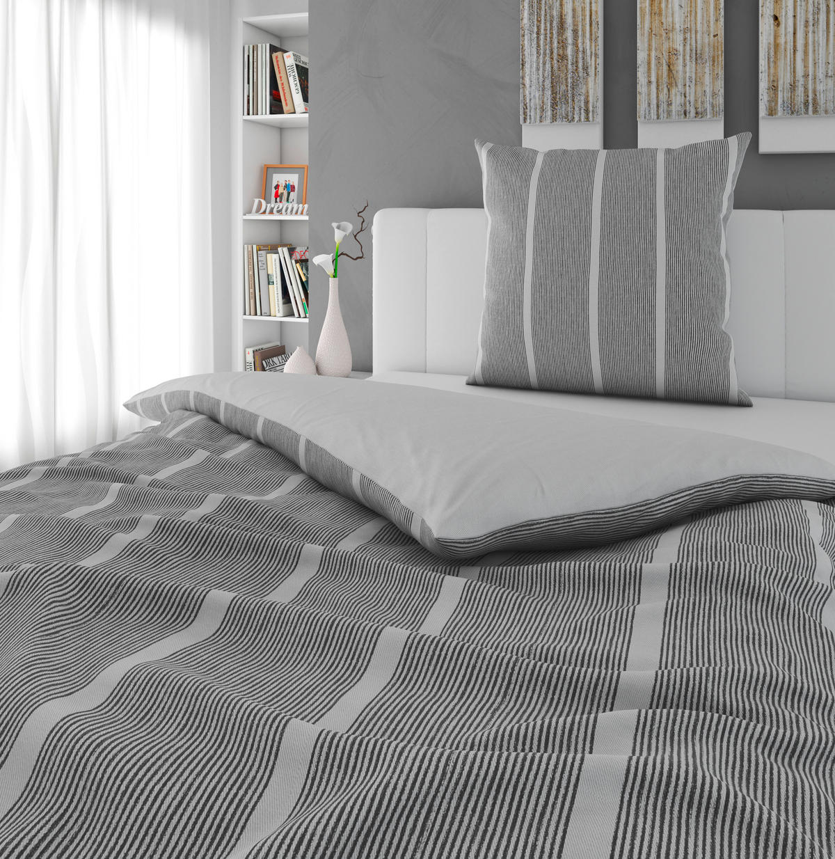 WENDEBETTWÄSCHE Renforcé 135/200 cm  - Silberfarben/Grau, Textil (135/200cm) - Bio:Vio