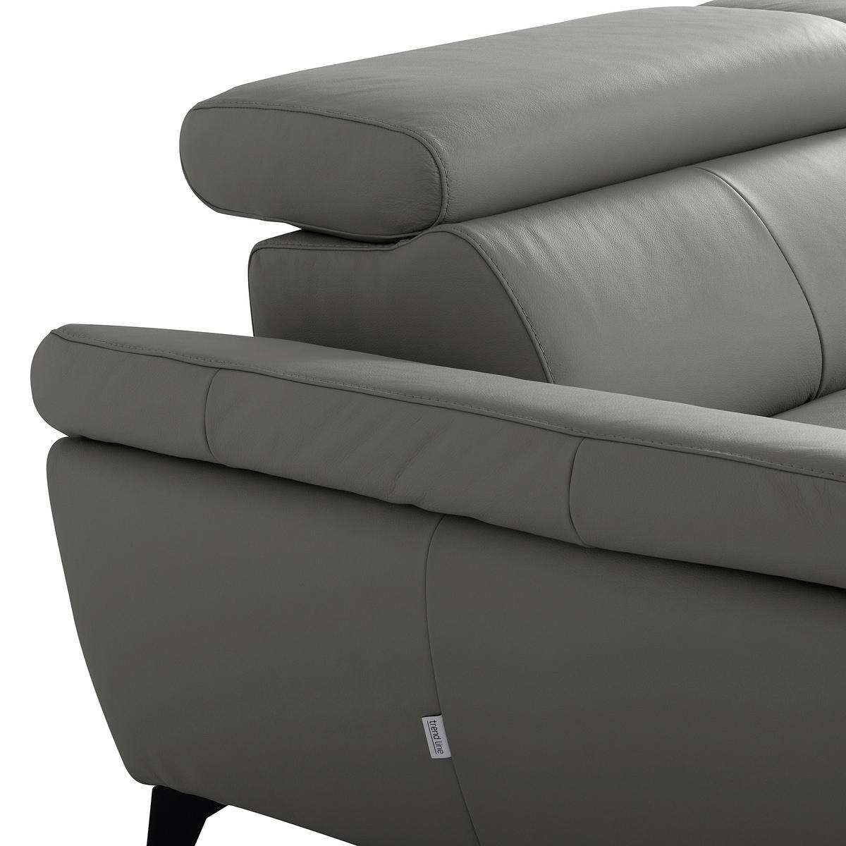 ECKSOFA SONO in Lederlook Echtleder Anthrazit Armteilverstellung, Kopfteilverstellung  179/252 cm  - Anthrazit/Schwarz, Design, Leder/Textil (179/252cm) - Livetastic