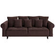 BIGSOFA in Samt Dunkelbraun  - Dunkelbraun/Schwarz, Design, Holz/Textil (248/96/95cm) - Carryhome