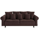 BIGSOFA in Samt Dunkelbraun  - Dunkelbraun/Schwarz, Design, Holz/Textil (248/96/95cm) - Carryhome