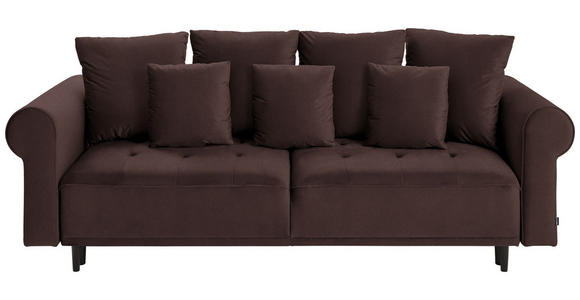 BIGSOFA in Samt Dunkelbraun  - Dunkelbraun/Schwarz, Design, Holz/Textil (248/96/95cm) - Carryhome