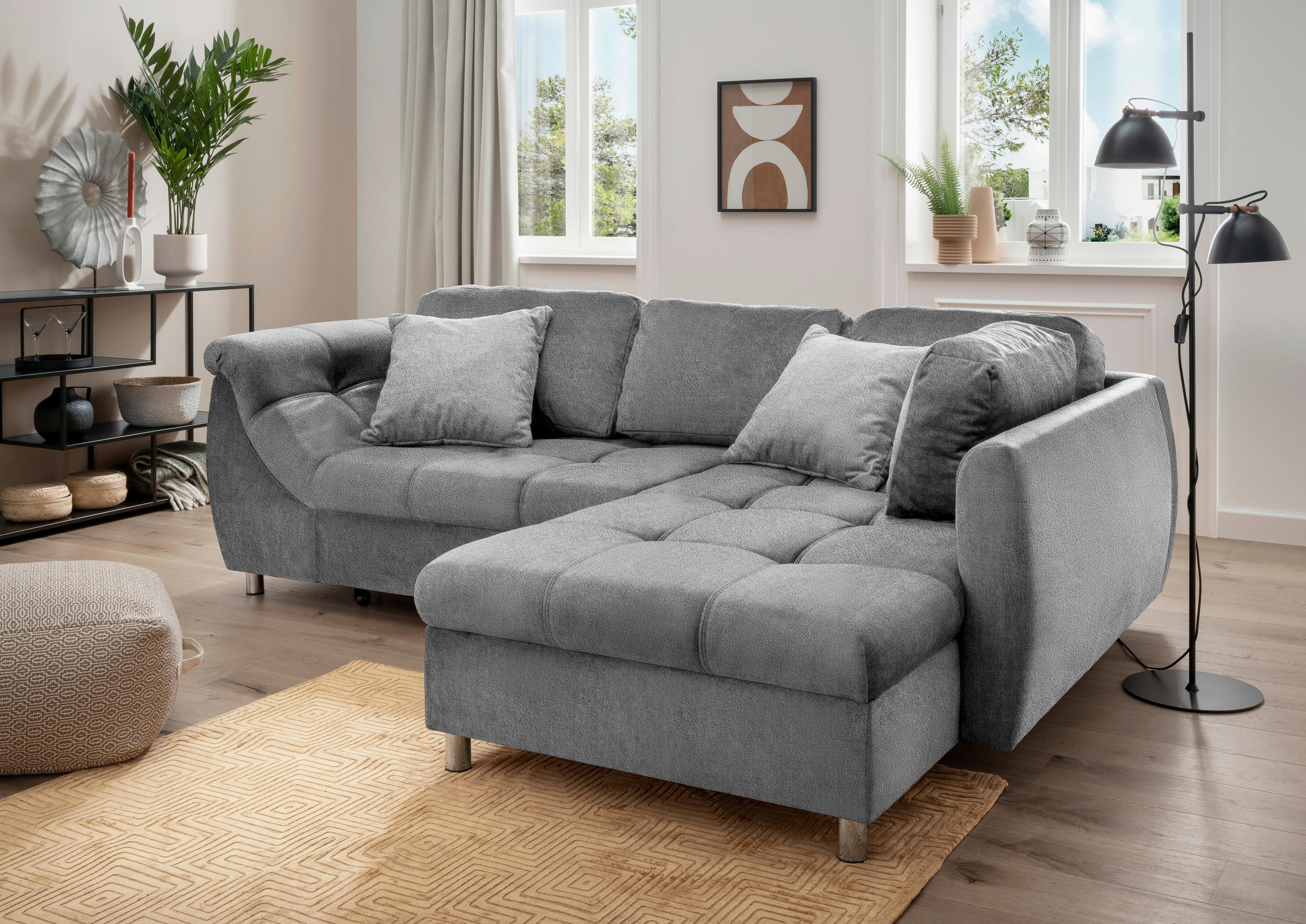 ECKSOFA Anthrazit Mikrofaser  - Chromfarben/Anthrazit, Design, Textil (250/190cm) - Livetastic