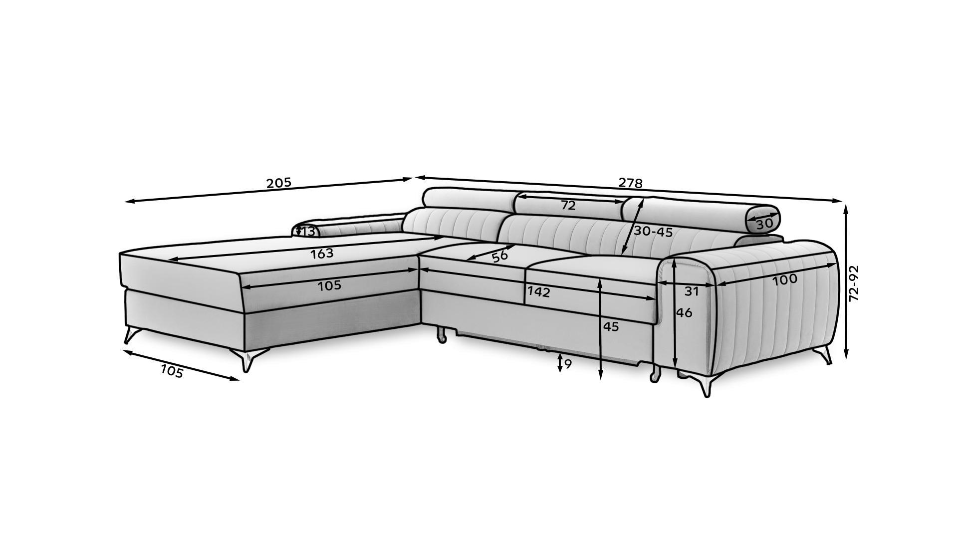 ECKSOFA Beige Samt  - Beige/Silberfarben, Design, Textil/Metall (205/278cm) - MID.YOU