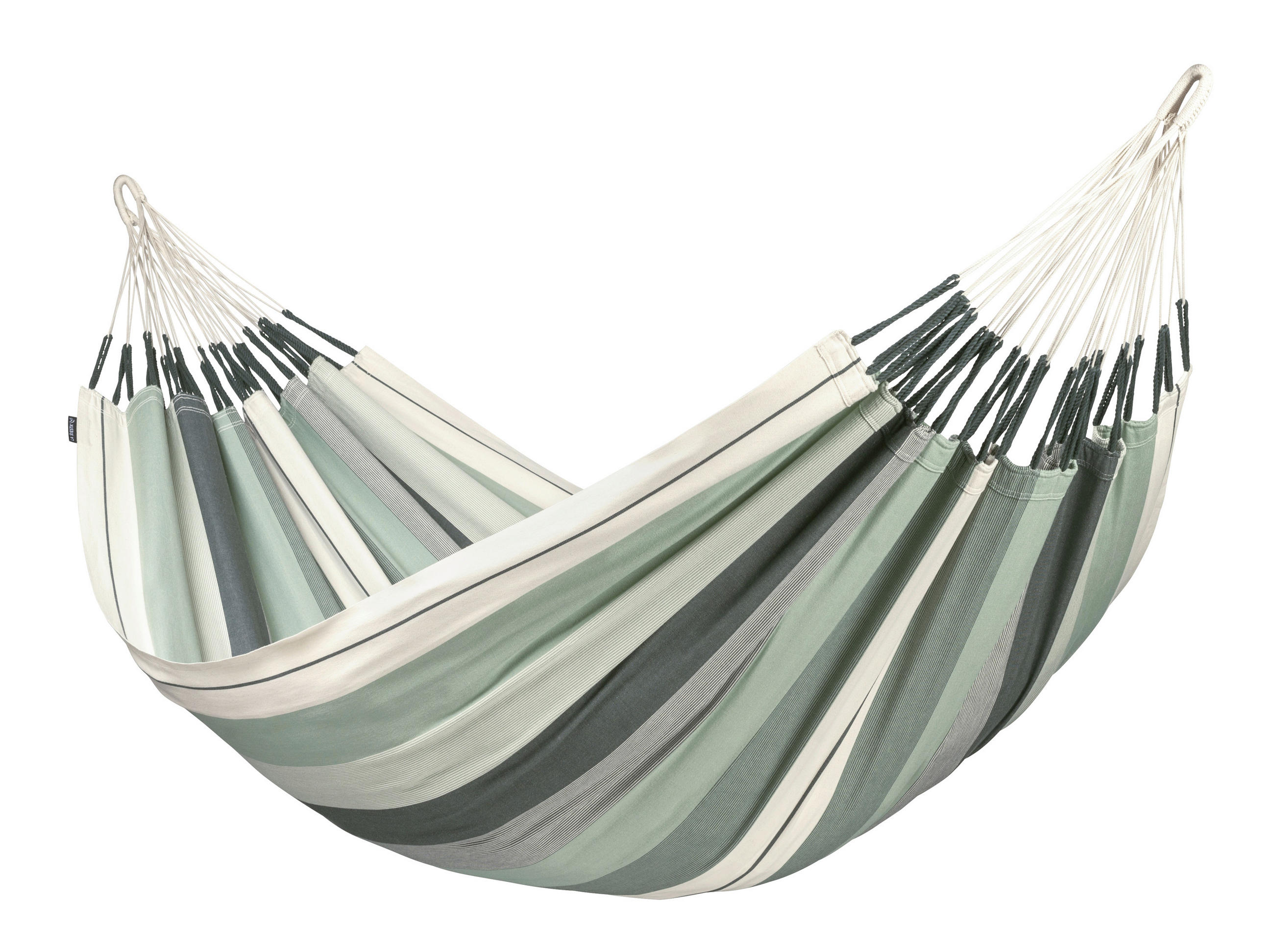 HÄNGEMATTE double org. cotton  - Weiß/Olivgrün, KONVENTIONELL, Textil (160/350cm) - La Siesta