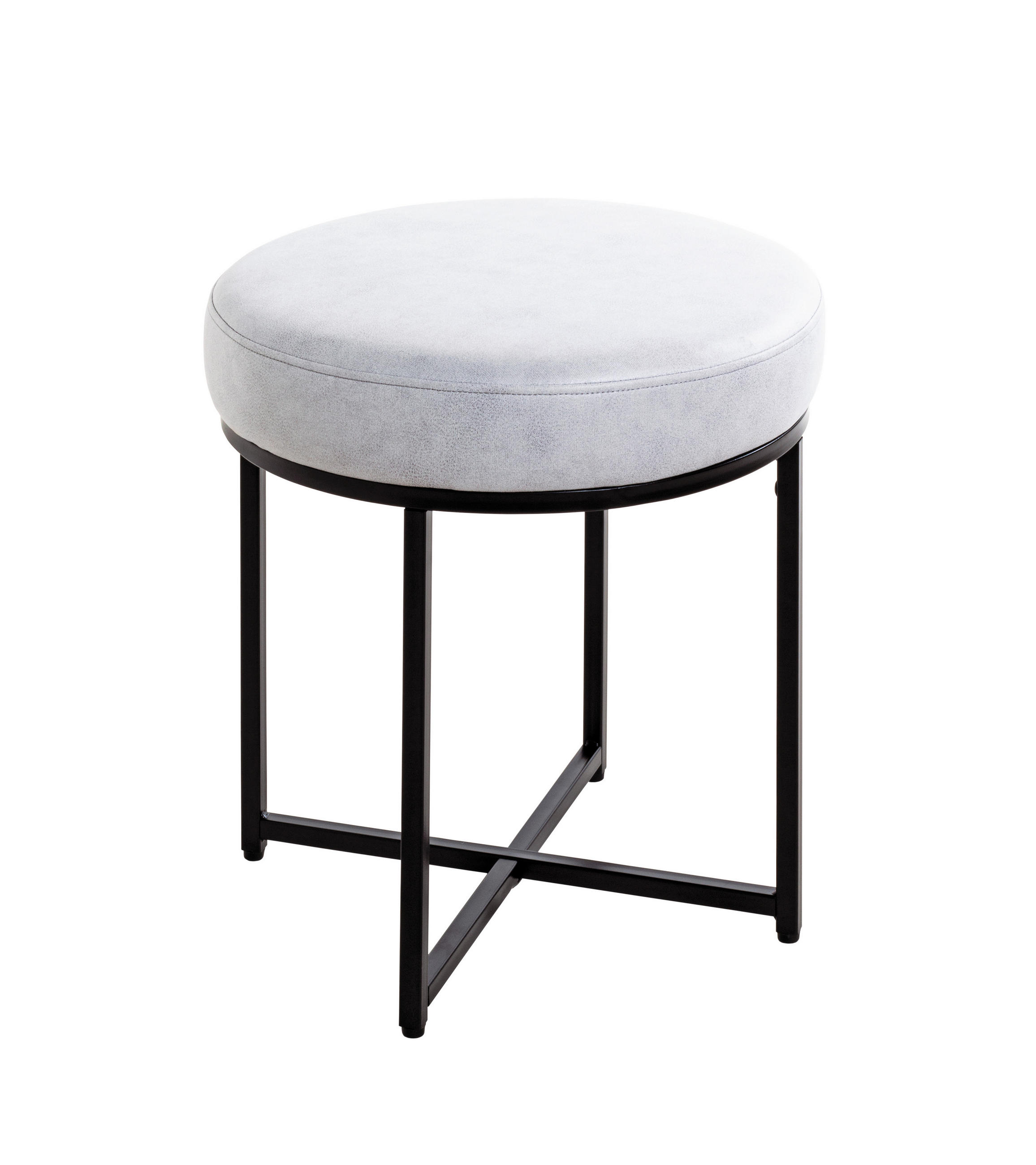 HOCKER in Metall, Textil, Holzwerkstoff Schwarz, Hellgrau  - Hellgrau/Schwarz, MODERN, Holzwerkstoff/Textil (42/45/42cm)
