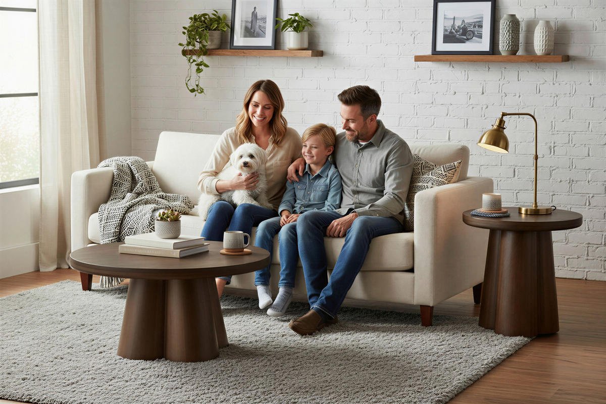 COUCHTISCH Mangoholz massiv 90/90/40 cm rund Braun  - Braun, Design, Holz (90/90/40cm) - MID.YOU