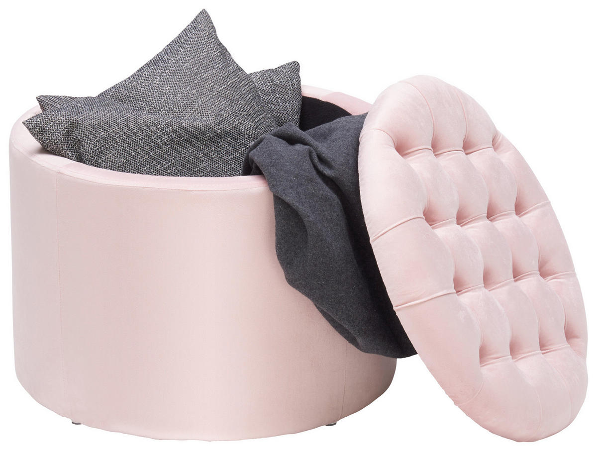 TABURE, les, tekstil roza  - roza, Trend, tekstil/les (50/40/50cm) - Carryhome