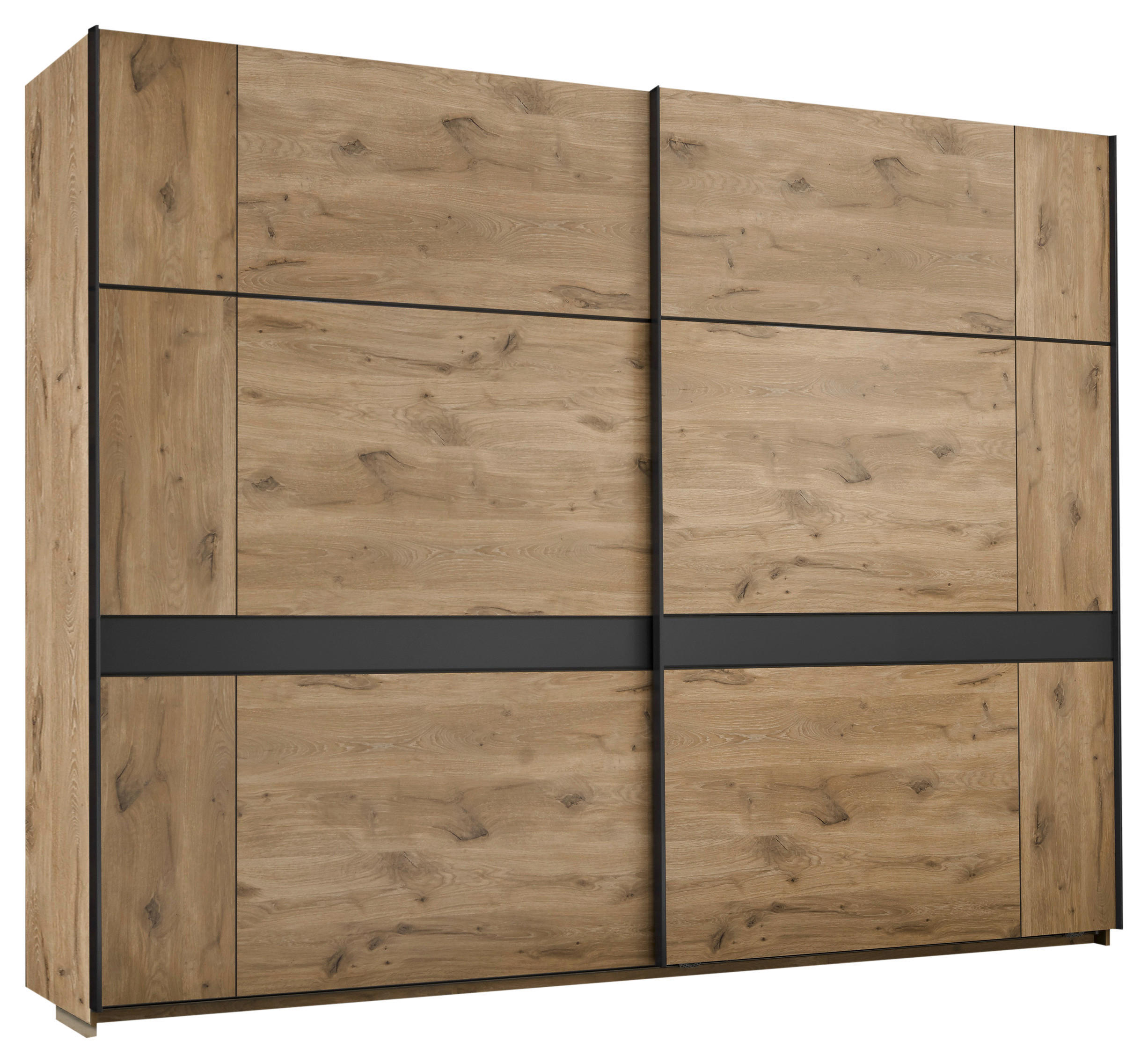 SCHWEBETÜRENSCHRANK Graphitfarben, Eichefarben  - Eichefarben/Graphitfarben, Konventionell, Holzwerkstoff/Metall (270/210/60cm) - Ti'me