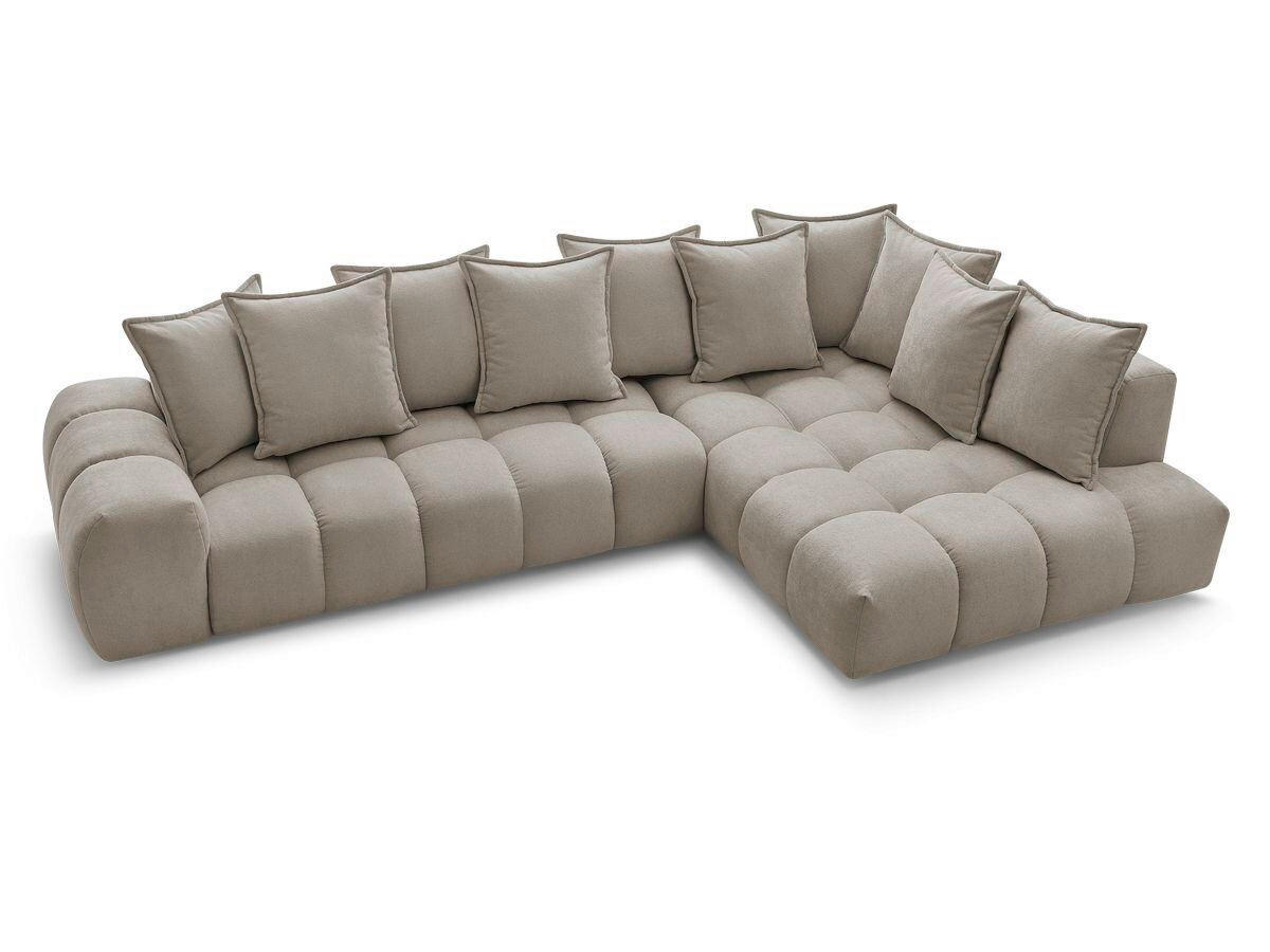 ECKSOFA Ottomane rechts  EVEREST Taupe Struktur  - Taupe/Schwarz, MODERN, Kunststoff/Textil (352/210cm)