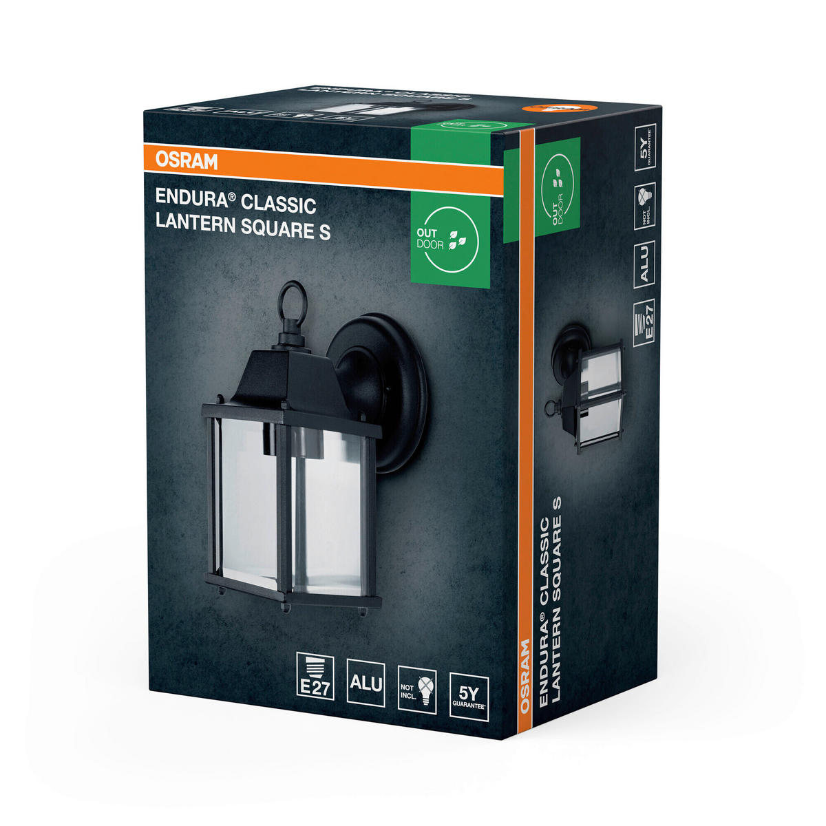 AUßENLEUCHTE 10,5/15/22,5 cm   - Schwarz, Basics, Metall (10,5/15/22,5cm) - Osram