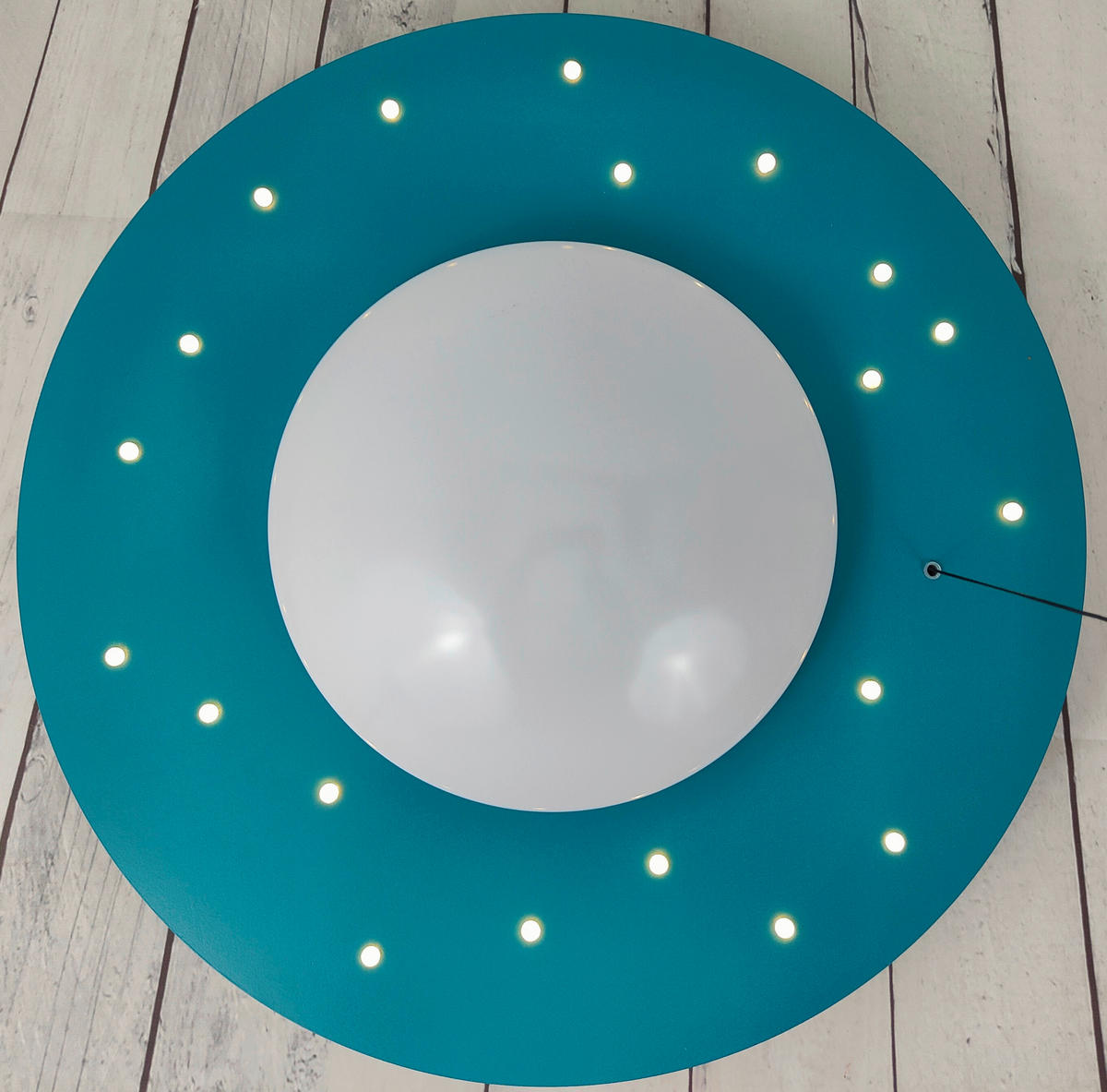 DĚTSKÉ STROPNÍ SVÍTIDLO, 54/11 cm  - bílá/petrolej, Basics, kompozitní dřevo/plast (54/11cm)