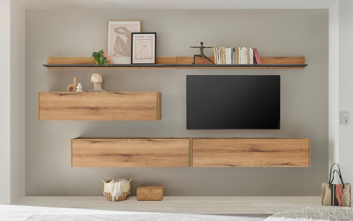 HÄNGEELEMENT Anthrazit, Eichefarben  - Eichefarben/Anthrazit, Design, Holzwerkstoff (150/35/30cm) - Modante