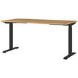 SCHREIBTISCH 160/80/72-118 cm  in Braun, Schwarz, Eichefarben  - Eichefarben/Schwarz, MODERN, Holzwerkstoff/Metall (160/80/72-118cm) - Novel