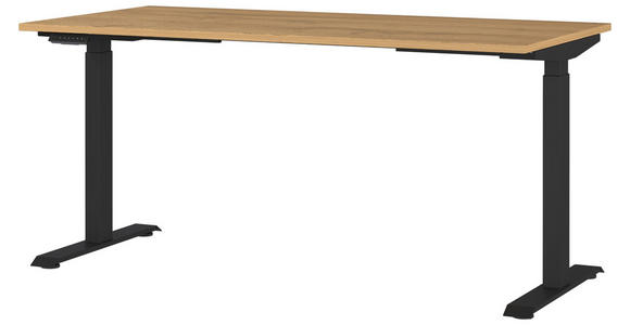 SCHREIBTISCH 160/80/72-118 cm in Braun, Schwarz, Eichefarben - Eichefarben/Schwarz, MODERN, Holzwerkstoff/Metall (160/80/72-118cm) - Novel