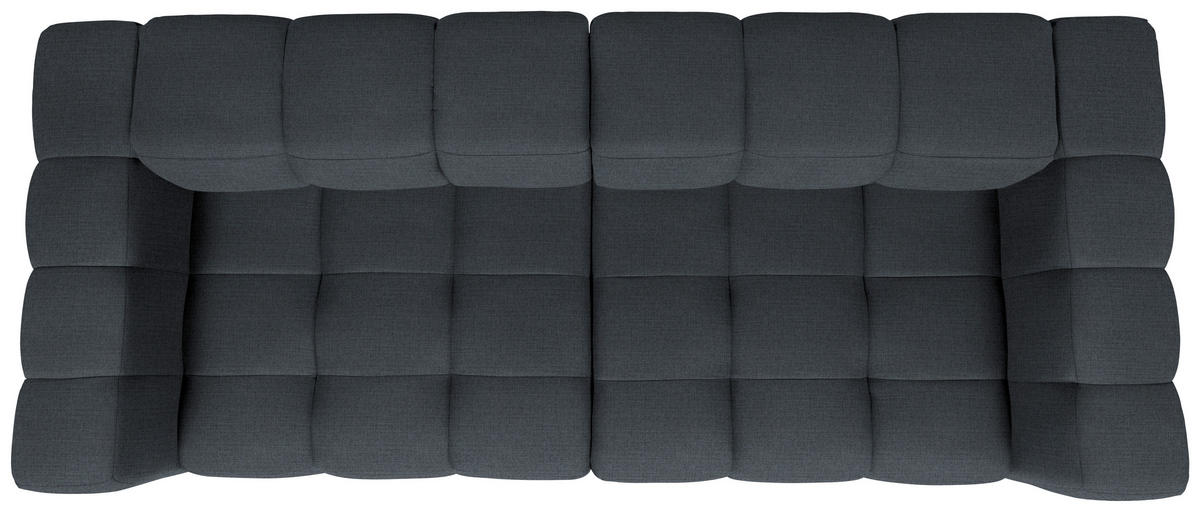 BIGSOFA  in Flachgewebe, Leinenoptik Dunkelblau  - Schwarz/Dunkelblau, Design, Textil/Metall (262/66/113cm) - Belluti