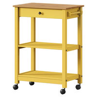 SERVIERWAGEN Pinie massiv Braun, Gelb  - Gelb/Zinkfarben, MODERN, Holz/Kunststoff (65/90,6/40cm) - Livetastic