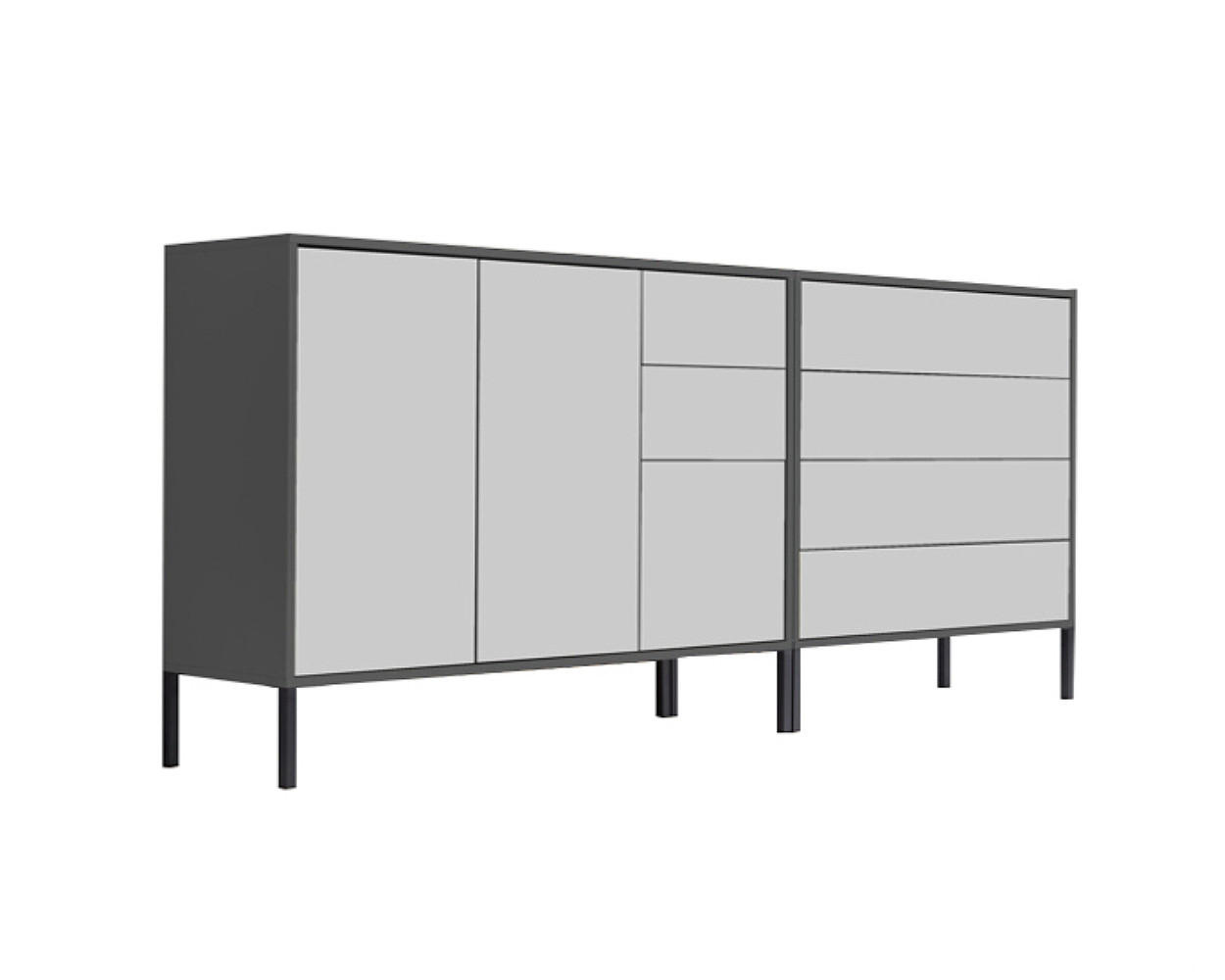 SIDEBOARD  in 184,5/86/33 cm  - Anthrazit/Weiß, MODERN, Holzwerkstoff (184,5/86/33cm) - MID.YOU