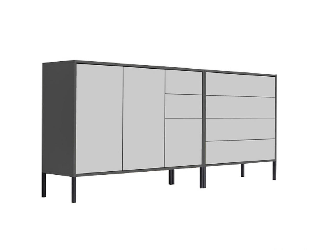 SIDEBOARD  in 184,5/86/33 cm  - Anthrazit/Weiß, MODERN, Holzwerkstoff (184,5/86/33cm) - MID.YOU