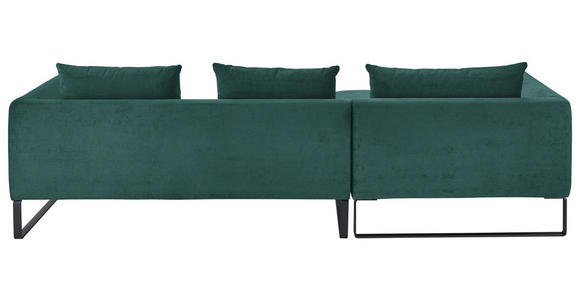 ECKSOFA in Feincord Grün  - Schwarz/Grün, KONVENTIONELL, Textil/Metall (178/284cm) - Hom`in