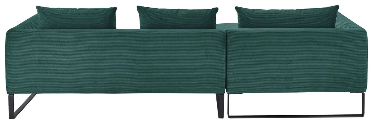 ECKSOFA in Feincord Grün  - Schwarz/Grün, Konventionell, Textil/Metall (178/284cm) - Hom`in
