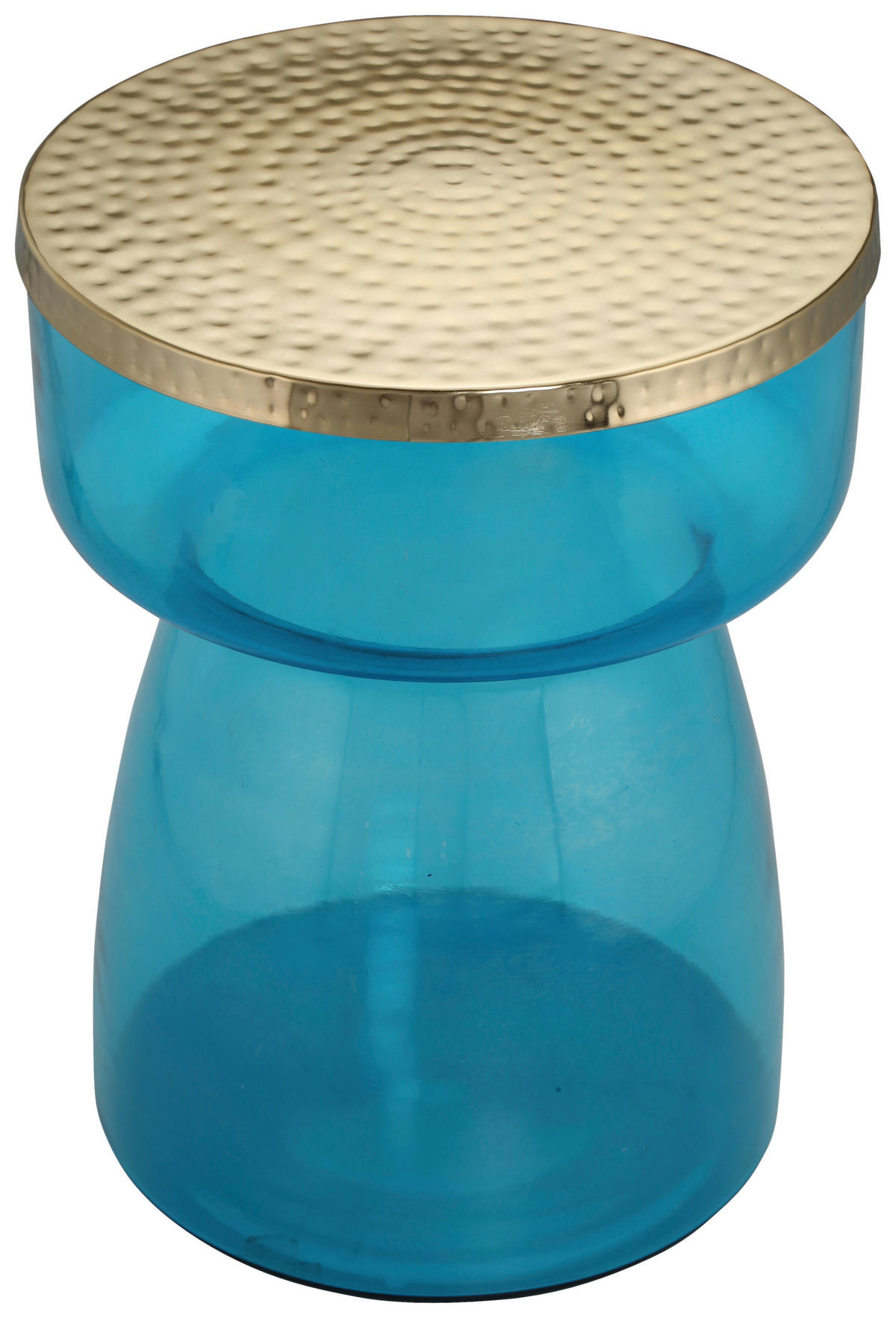 BEISTELLTISCH in Metall, Glas  - Blau/Goldfarben, Design, Glas/Metall (36/48cm) - Kayoom