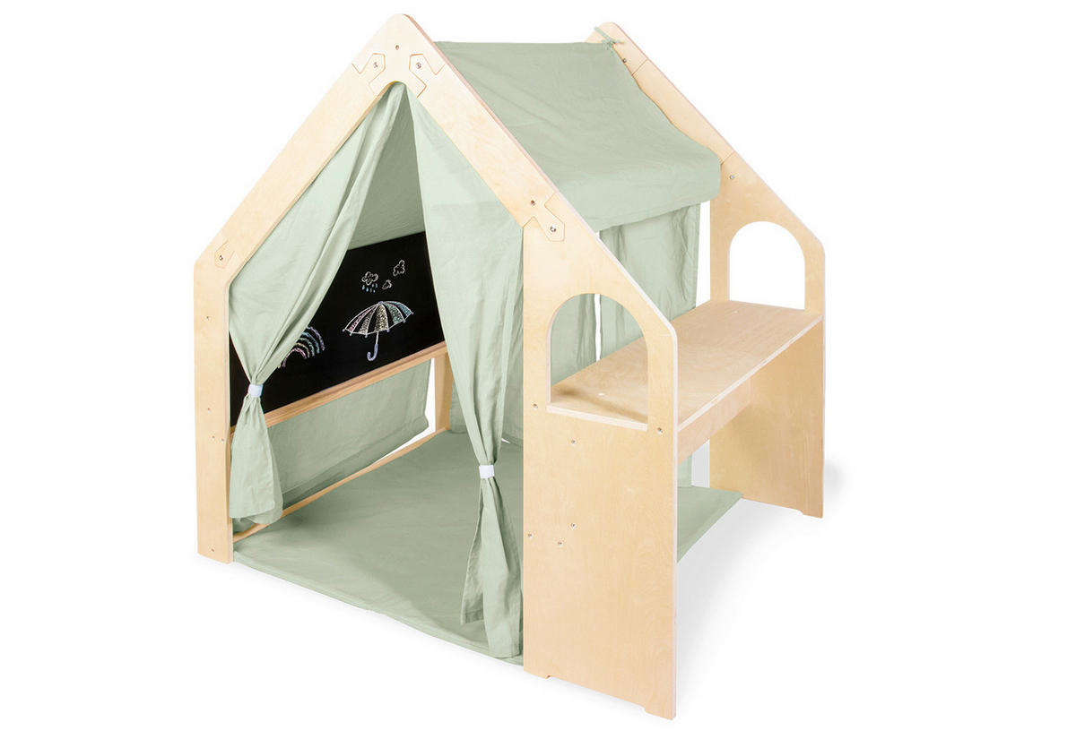 SPIELHAUS 119/122/94 cm Thilda  - Salbeigrün/Birkefarben, Basics, Holz/Textil (119/122/94cm) - Pinolino