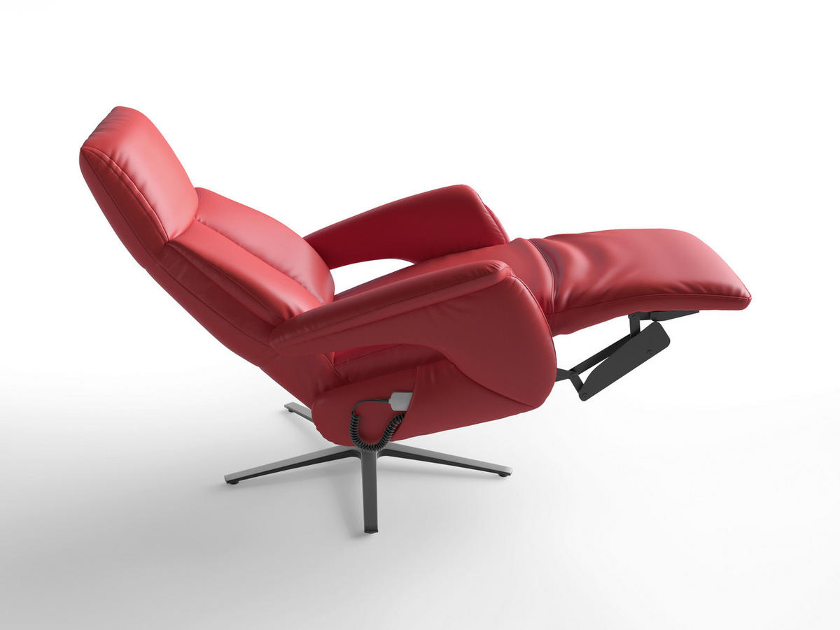 RELAXSESSEL Leder Rot  - Rot/Schwarz, Basics, Leder/Metall (75/110/85cm) - Sit & More
