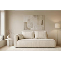 RÉCAMIERE HEVIA in Bouclé Creme  inkl.  - Creme/Schwarz, Design, Kunststoff/Textil (98/97/235cm) - MID.YOU