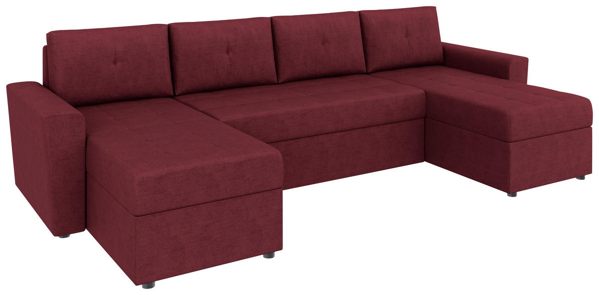 WOHNLANDSCHAFT TERMOLI Rot Jacquard  - Rot/Schwarz, Design, Kunststoff/Textil (155/296/155cm) - MID.YOU